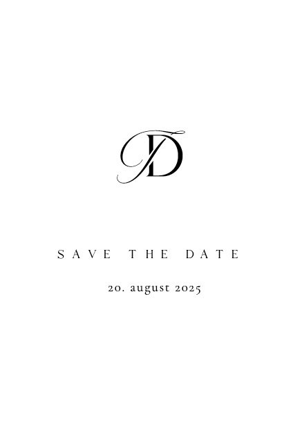 
                OBS! Dette kort skal du bruge en grafiker for at færdiggøre - kontakt os via mail info@inksaloon.com for muligheden for at få designet jeres eget personlige monogram. 

Minimalistisk og petite Save the Date kort i A7 med et personligt monogram på forsiden. Til designet kommer også matchende elementer i form af velkomstskilt, salmehæfte, bordoversigt, menukort, bordkort, drinkskort, takkekort mm. således I kan skabe en rød tråd for dagen.                